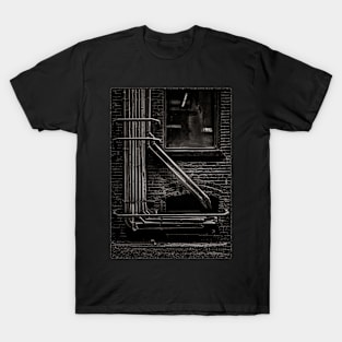 Alleyway Pipes No 2 with Border T-Shirt